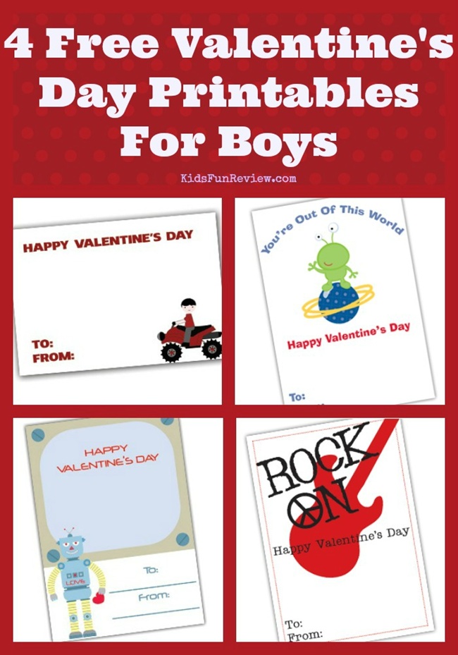 4 Cute Printable Valentines For Boys Sweet Party Place