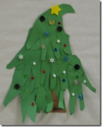 Hand print christmas tree craft