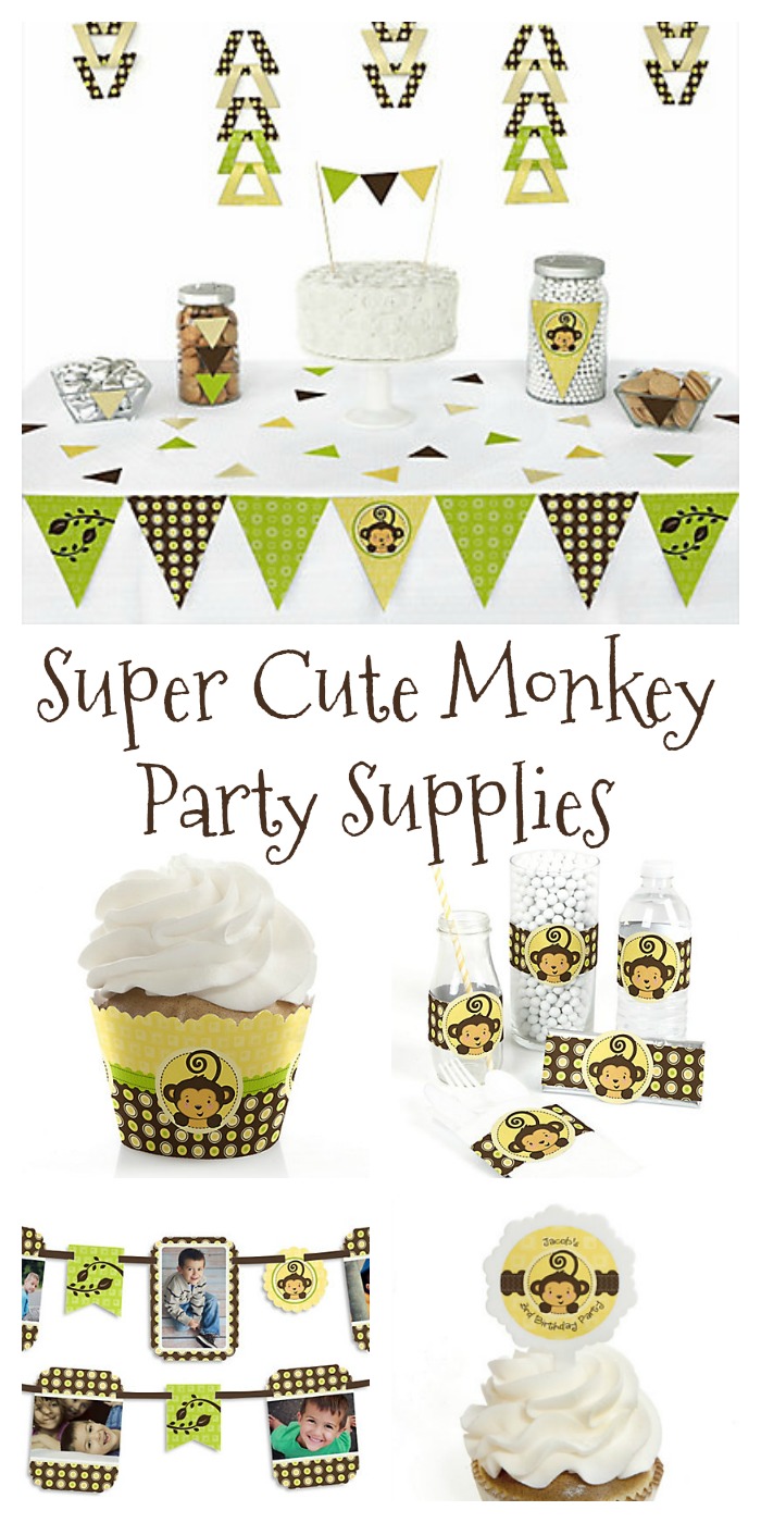 Super cute monkey party supplies~ perfect for boys and girls! 