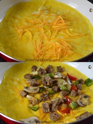 Western omelet with cheese and sausage 3