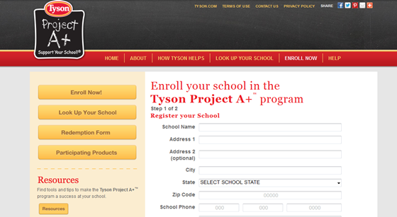 Tyson Project A+ enrollment 3