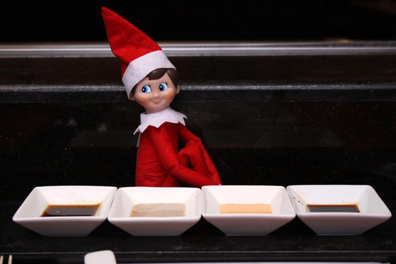 Elf on the shelf goes to a japanese restaurant