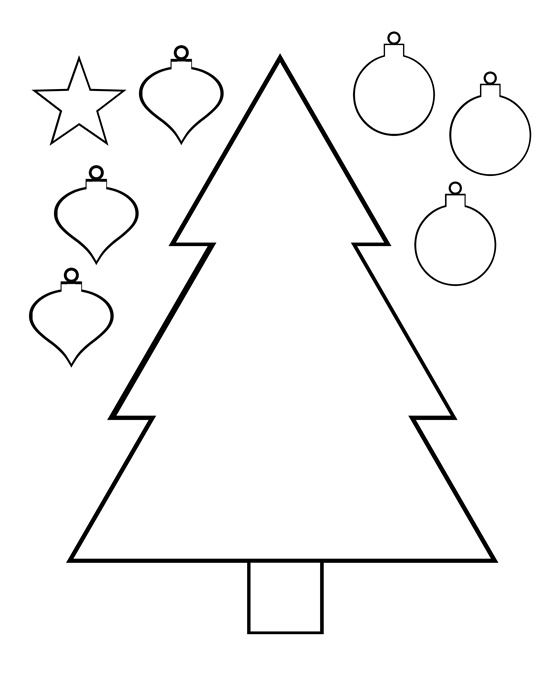 christmas tree color and cut printable activity page