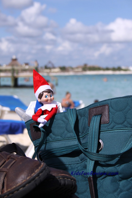 elf on the shelf stows away to the beach