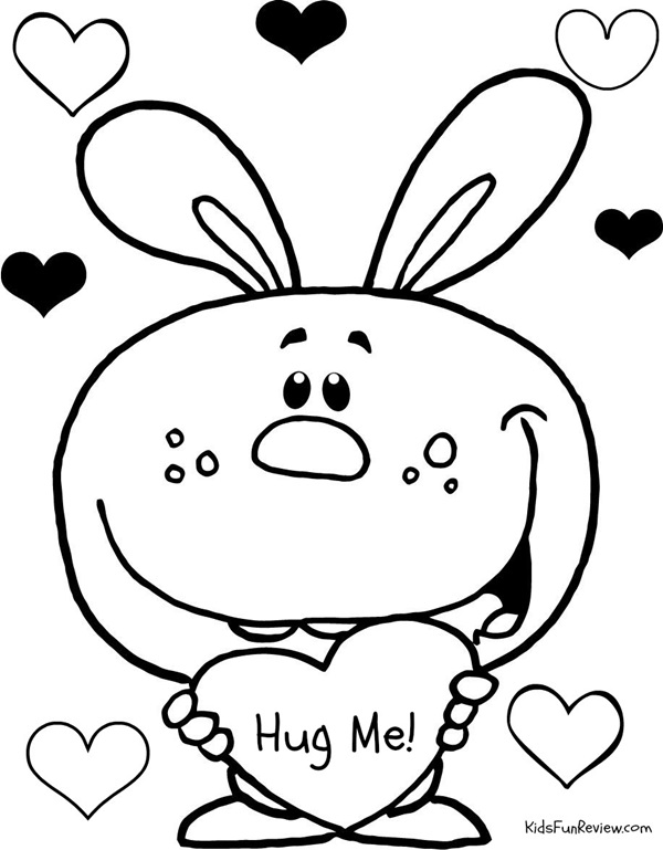 bunny valentines day printable coloring page