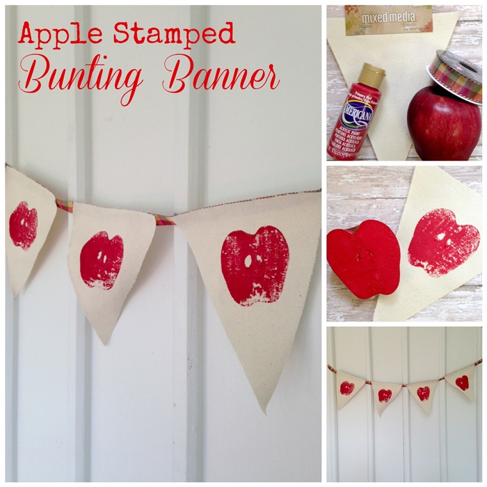DIY Apple stamped bunting banner