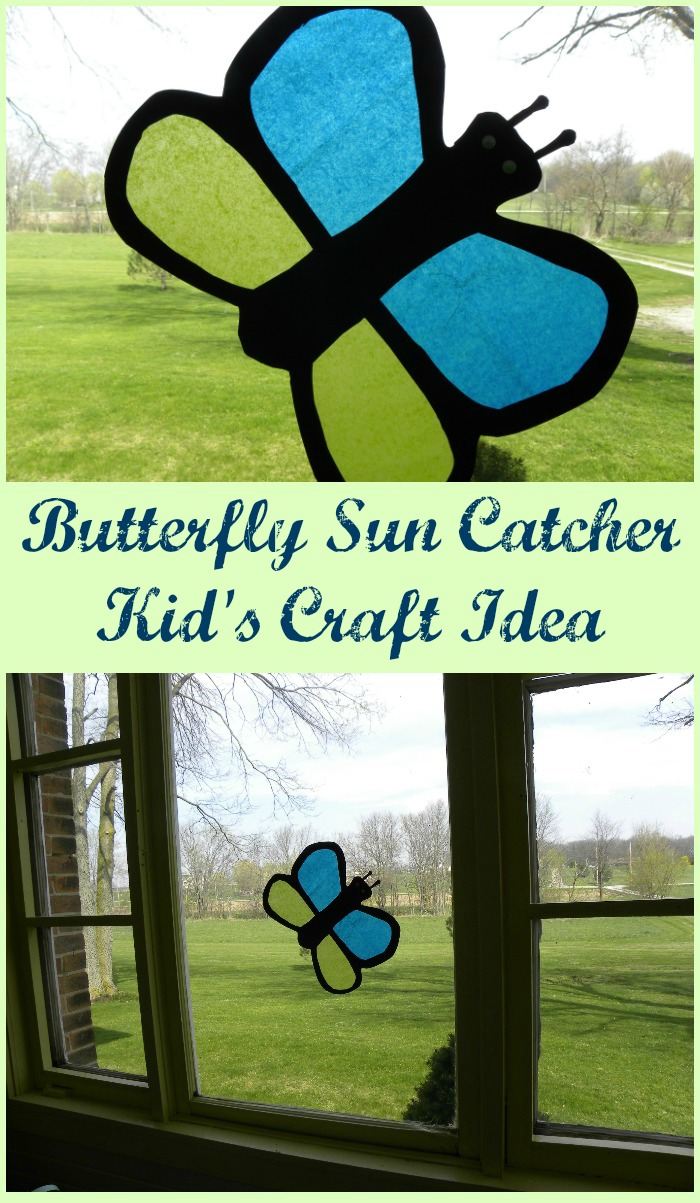 Butterfly Sun Catcher Craft Idea from tissue paper, fun for kids!
