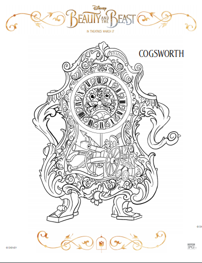 Beauty and the Beast coloring page- Cogsworth