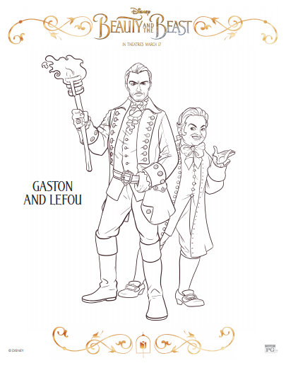 Gaston and Lefou Beauty and the Beast Printable Coloring Page