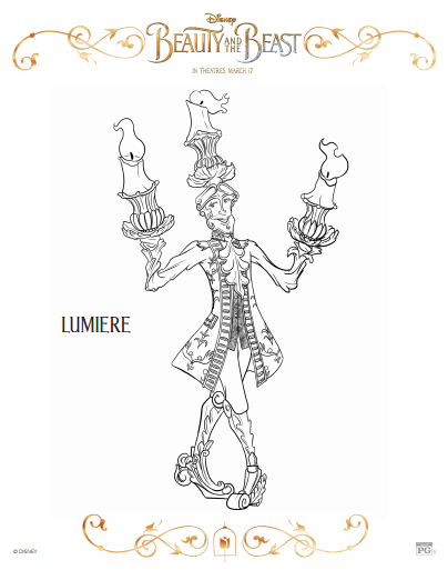 Beauty and the Beast Lumiere Free Printable Coloring Page