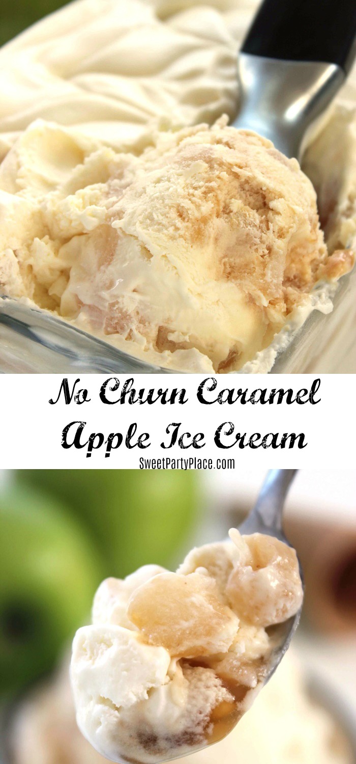 Homemade No Churn Caramel Apple Ice Cream Recipe #nochurn #icecream #caramelapple