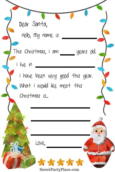 Children's Letter to Santa Claus Printable Keepsake - Sweet Party Place